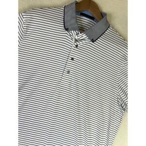 Greyson Polo Shirt Men's Large White Striped S/S Golf Performance Stretch
